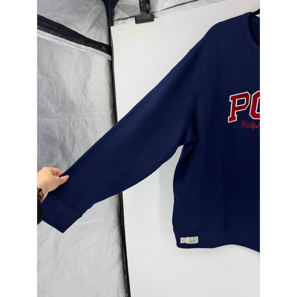 Polo Ralph Lauren Mens Logo Fleece Sweatshirt Size 2X Navy Crew Neck Preppy NWT - Picture 8 of 13